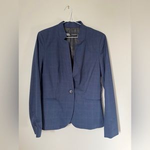 Zara navy plaid blazer size US 06